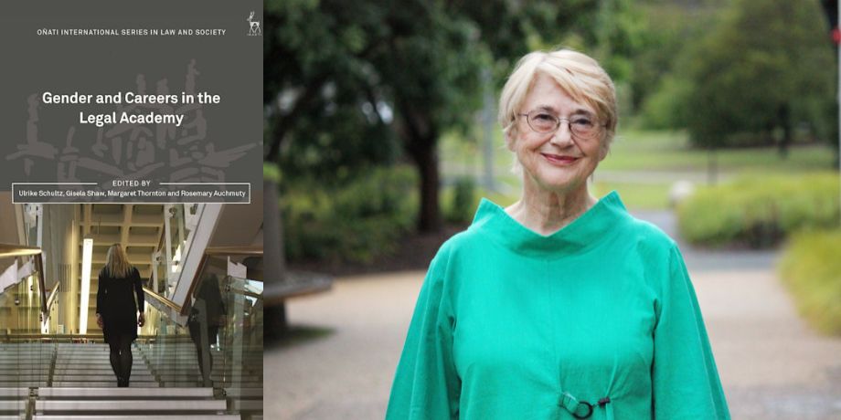 Emerita Professor Margaret Thornton FAAL FASSA and the cover of her newly edited book, 'Gender and Careers in the Legal Academy'