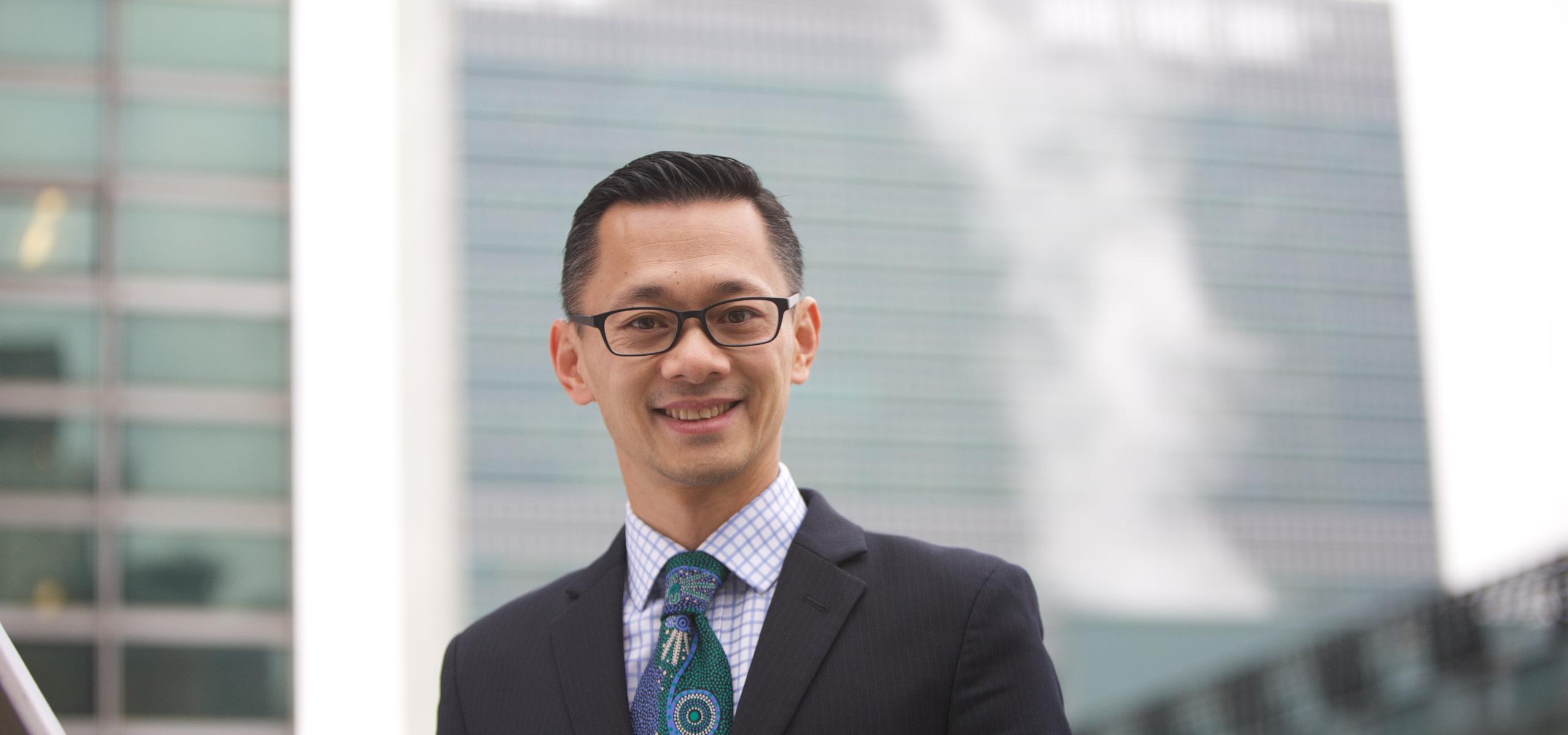 Kevin Chang at UN Headquarters prior to deployment to peacekeeping mission in South Sudan (New York, February 2017). Image: Supplied