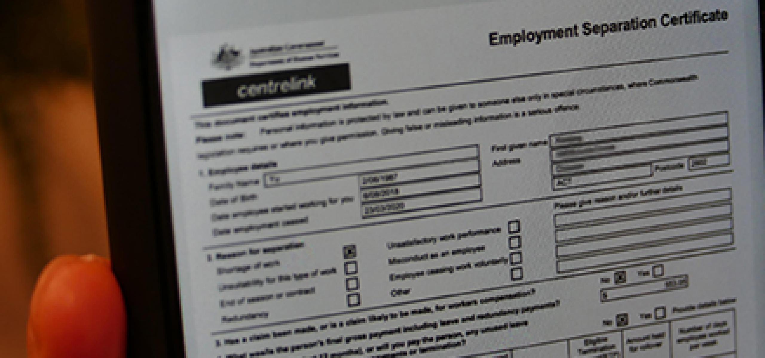 Employment separation certificate Employment separation certificate